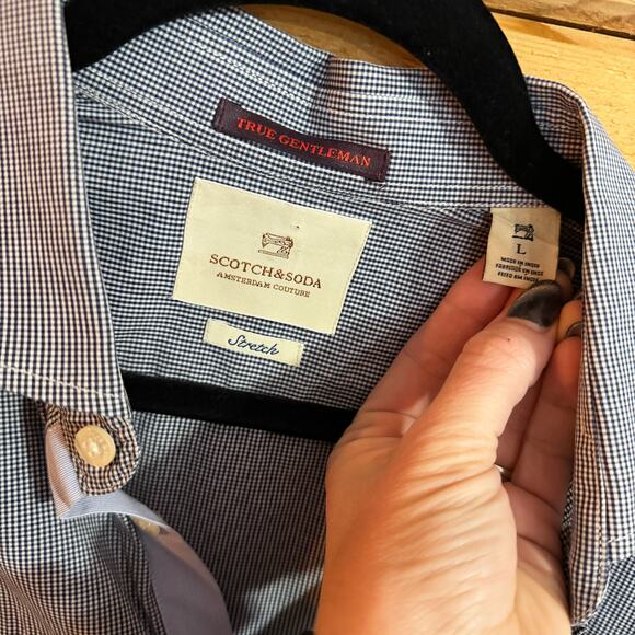 Scotch & Soda True Gentleman Button Down Shirt Flip Cuff Large Gingham - Picture 4 of 5